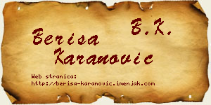 Beriša Karanović vizit kartica